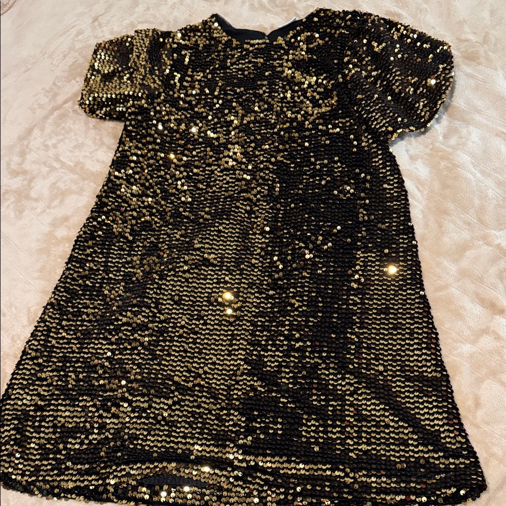 Zara Black and Gold Sequin Top